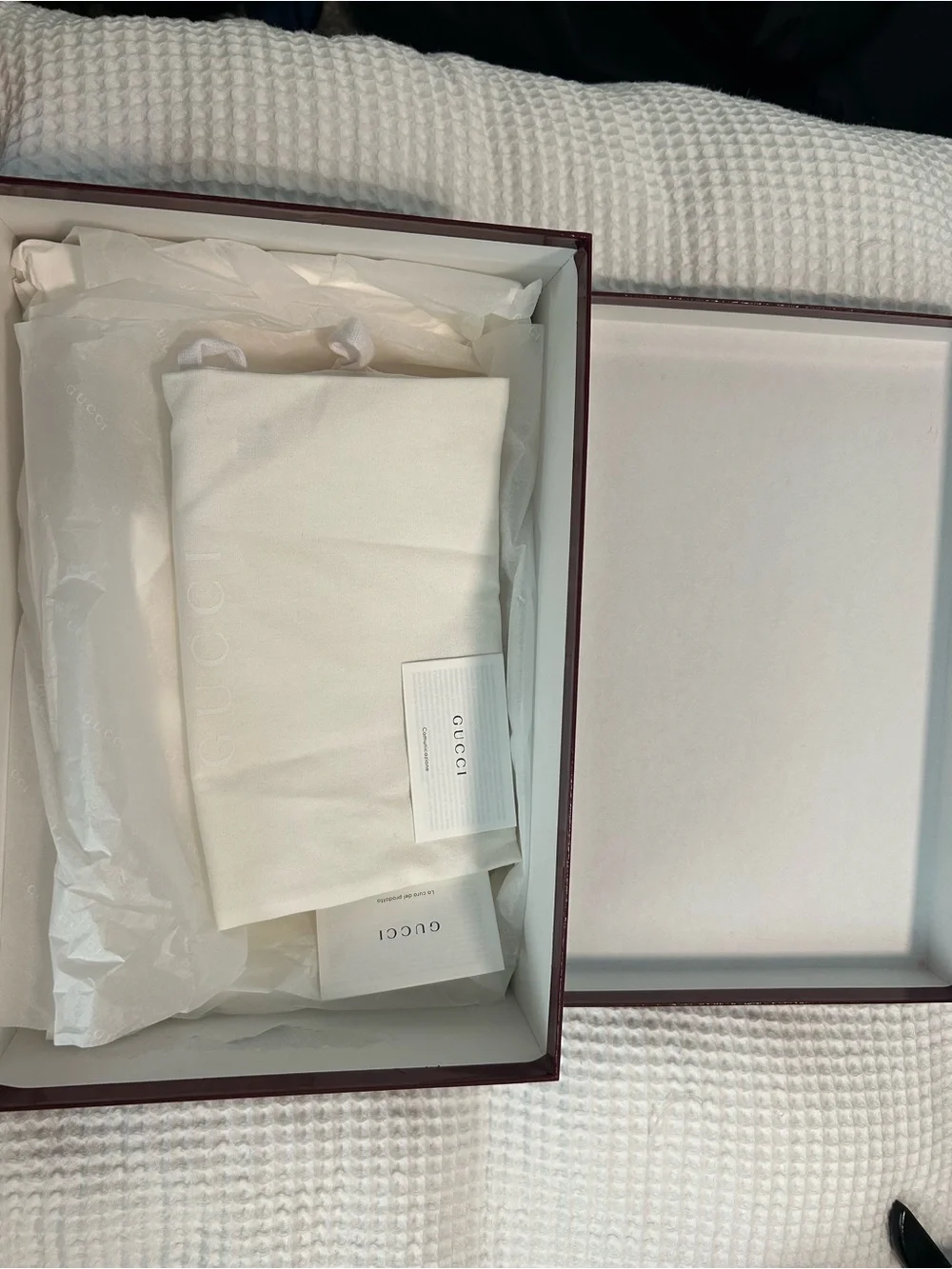 Gucci shoe box with dust bags